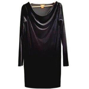 JOE FRESH Velvet Dress Black Cowl Neck Long Sleeve Sz S